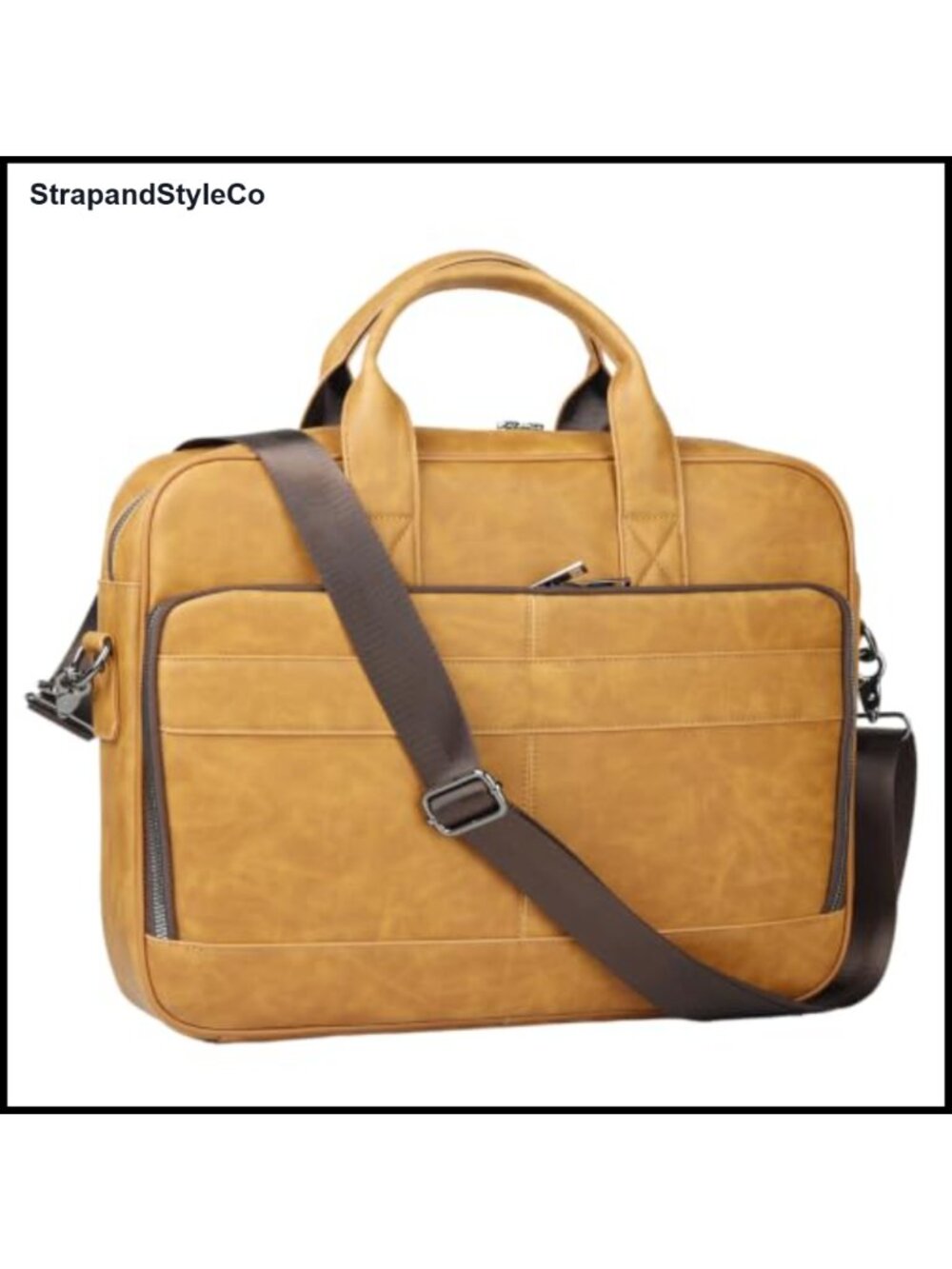 Faux Leather Laptop Briefcase 15.6" Messenger Crossbody Satchel